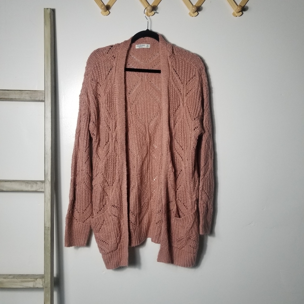 ARIZONA JEAN COMPANY WOMEN'S MAUVE PINK OPEN CARDIGAN SIZE XL